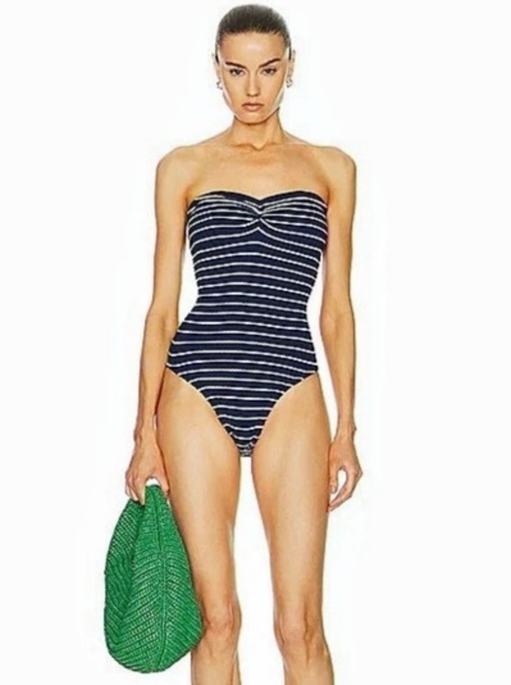 Hunza G Brooke One Piece Swimsuit in Blue & White -OS